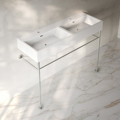 Claire 48" Double Basin Console Sink With Legs