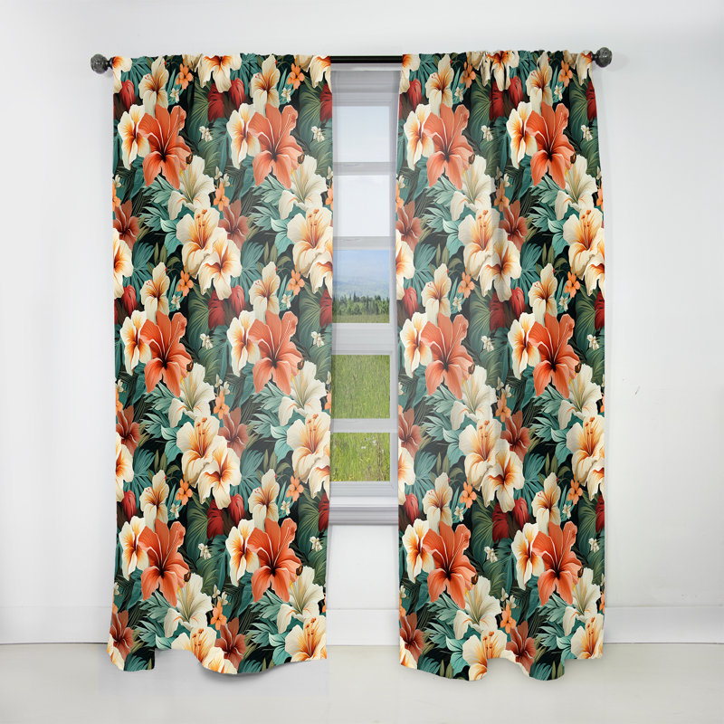 Paradise Mirage - motif tropical III - rideau en velours tropical - obscurcissant - 1 panneau, L 52 po x L 108 po