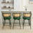 Swivel Upholstered Counter Stools With Rattan Back-970377914-970377915