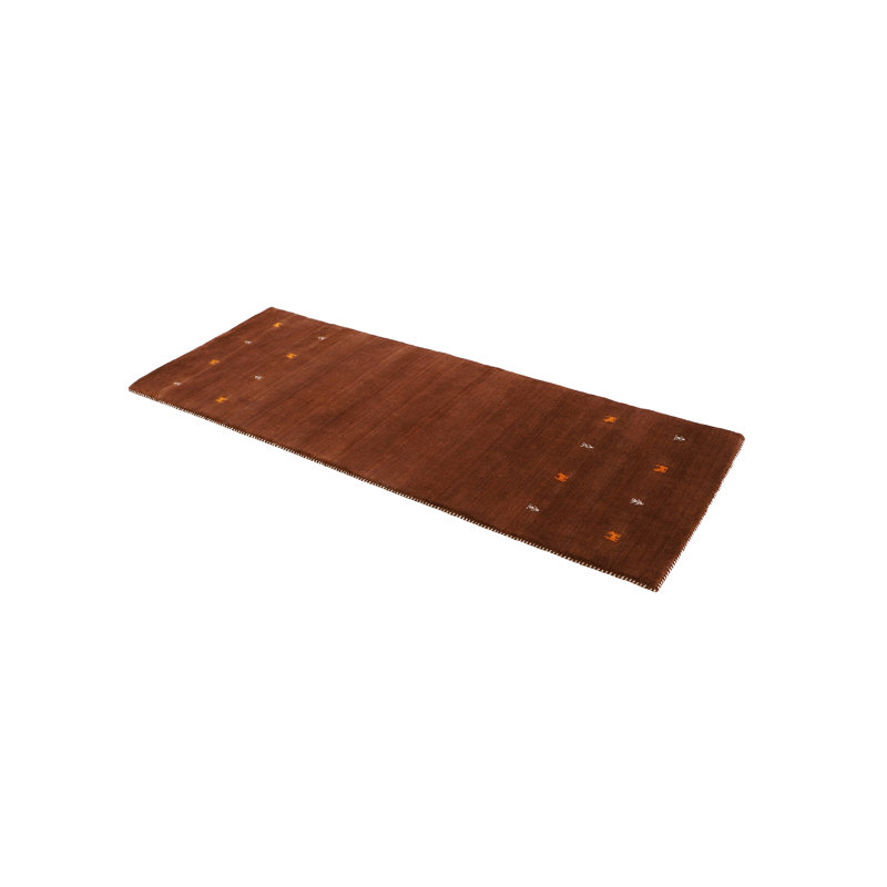 Handwoven Wool Gabbeh Uni Brown Rug, Runner 80 x 300cm