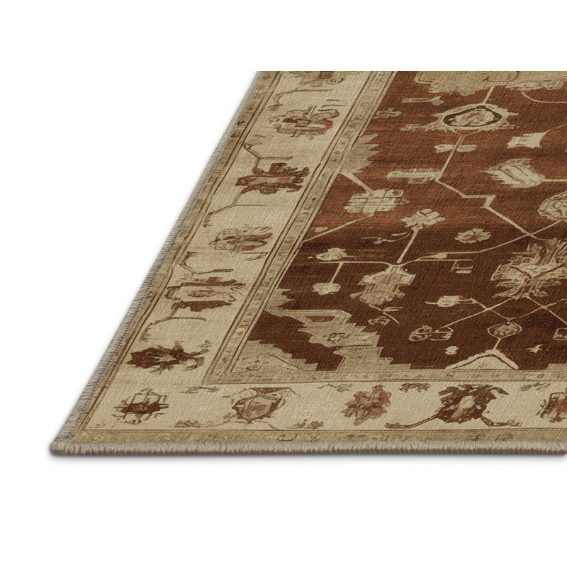 Tapis brun lavable à la machine, Rectangulaire 2 pi x 4 pi