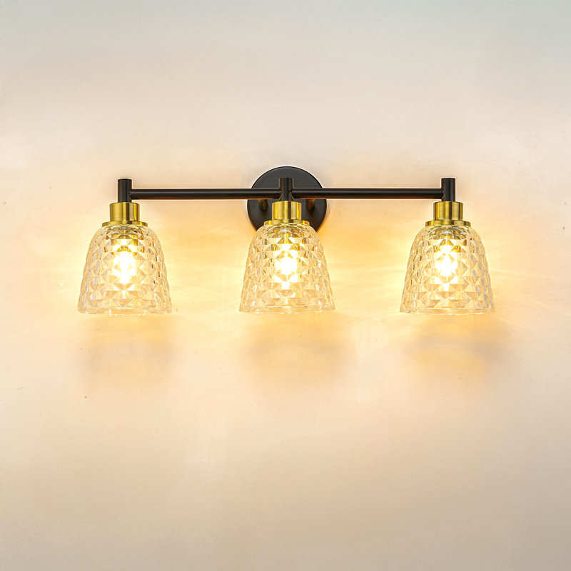 Abner 23" 3-Light Diamond Textured Glass Vanity Light, 3