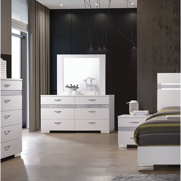 Commode double 6 tiroirs avec miroir Lauer