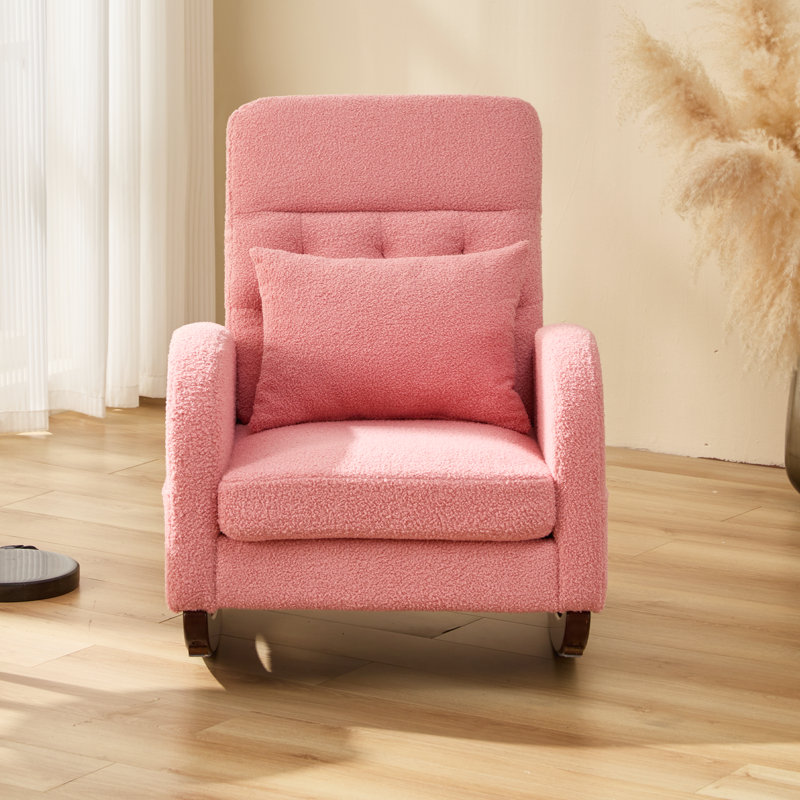 Chaise berçante en bois massif EROMMY, Rose