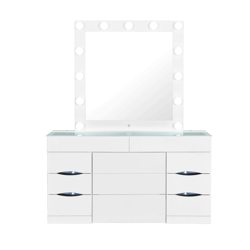 Ensemble de coiffeuse avec tabouret, Blanc