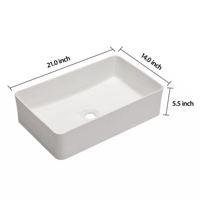 Myhomekeepers 14'' Ceramic Rectangular Bathroom Sink