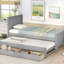 Lit plateforme simple avec lit gigogne et tiroirs, gris, lit-120073242