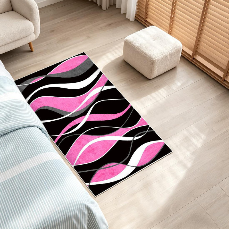 Tapis géométrique lavable à la machine, Rose