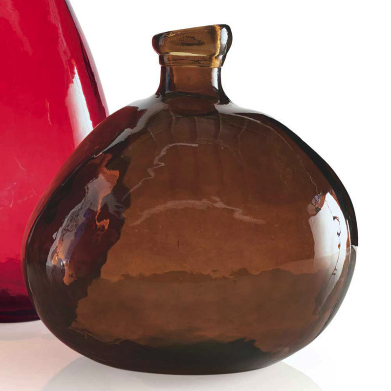 Byxbee Handmade Glass Table Vase, Brown, 12.99" H x 12.99" W x 12.99" D
