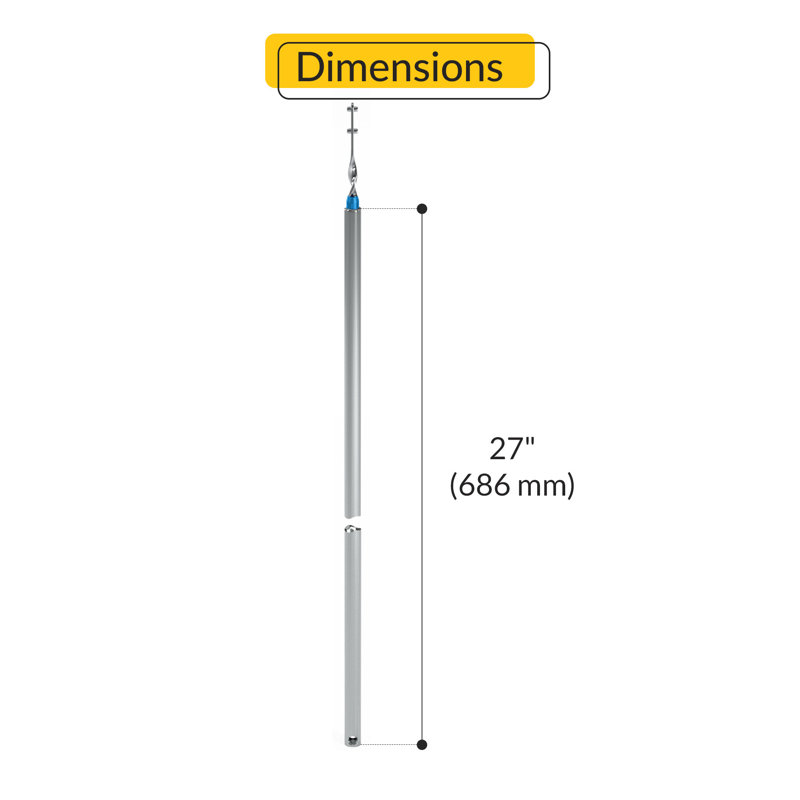  Tilt Tube 27,5 po, Argent / bleu, 0.39"