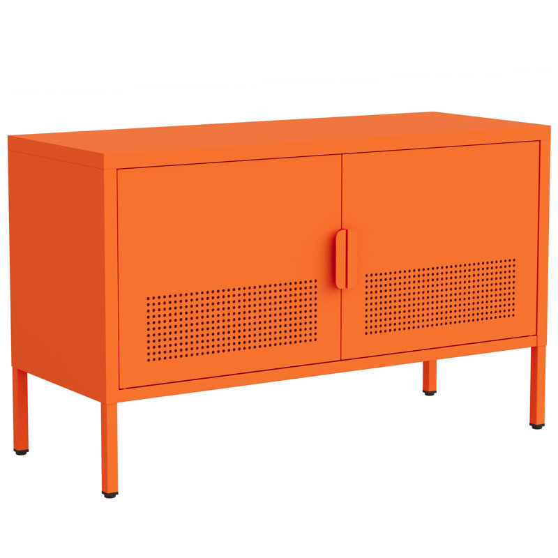 Large meuble télé avec meuble télé et meuble de rangement pour meuble télé avec casiers verrouillables, Orange