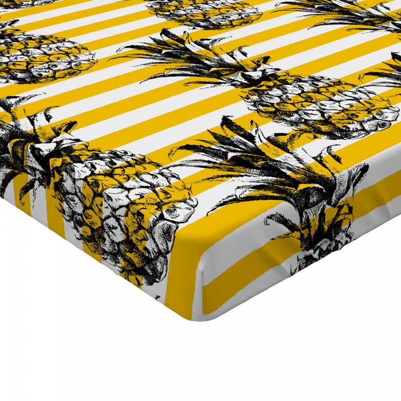 Twin Yellow and Black Microfiber Striped Fitted Sheet
