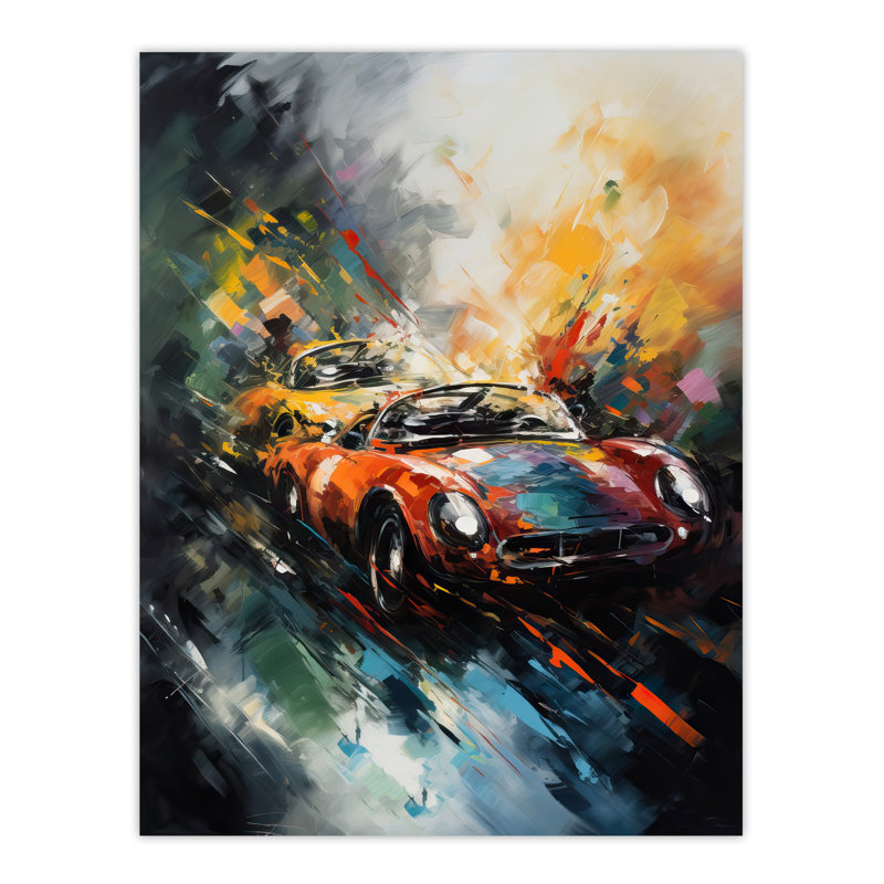 Wall Art Print Sports Car Racing Oil Painting For Motor Racing Cave Poster
