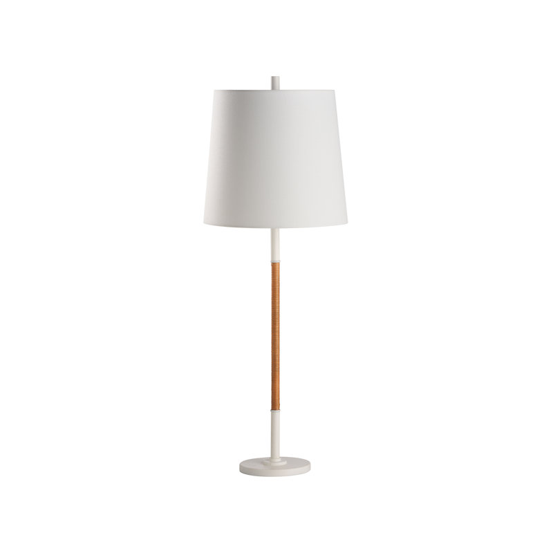 Amelia Rattan Lamp - Aged Brass, White/Brown