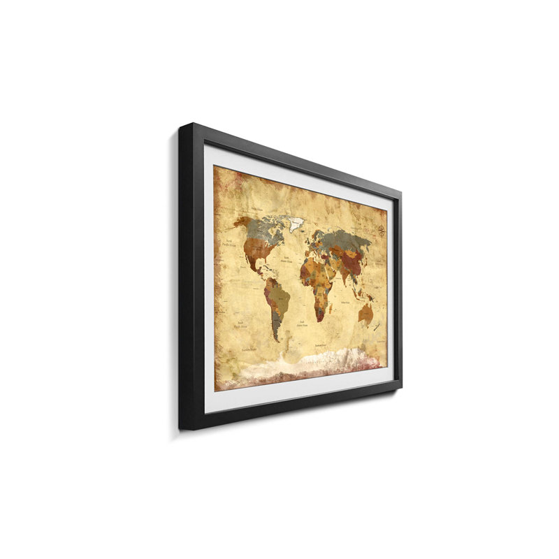 Weltkarten Old Worldmap 4 - Single Picture Frame Print, 40cm H x 60cm W x 2.2cm D