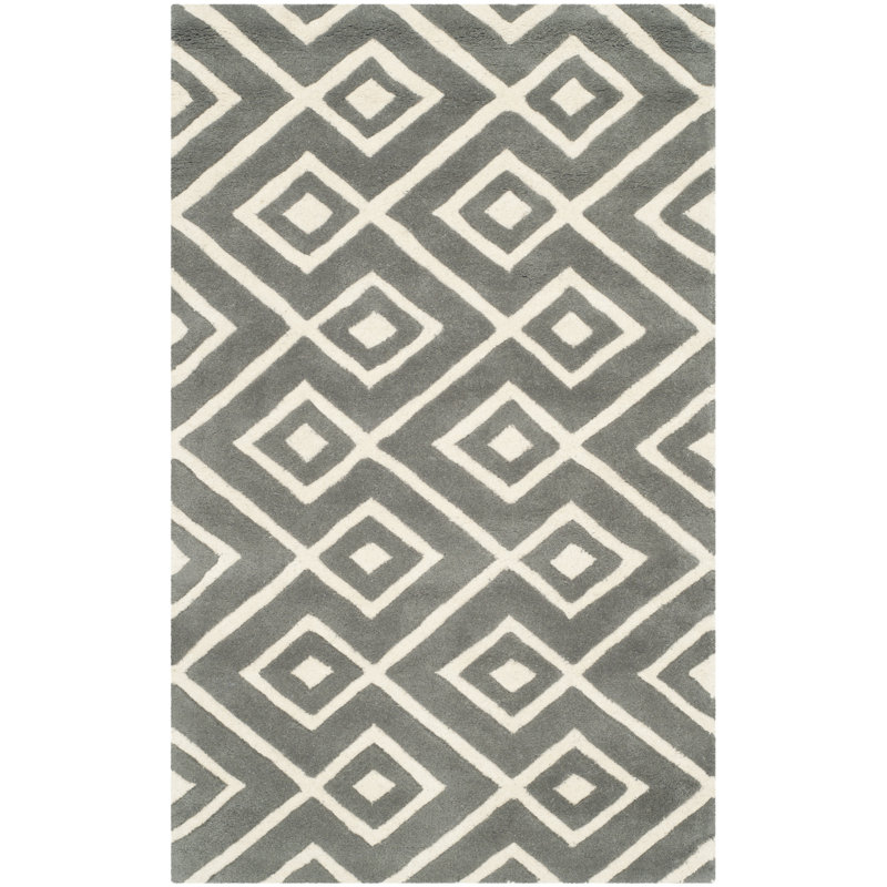 Deedie Hand Tufted Wool Geometric Rug, Rectangle 6' x 9'