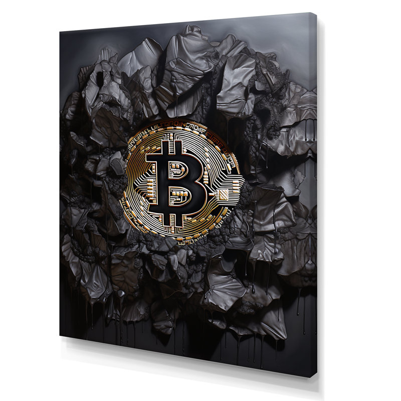 «Black Bitcoin II» sur toile, H 44 po x l 34 po x P 1,5 po, Toile tendue