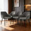 Velvet Upholstered Dining Chairs With Armrests & Diamond Tufting  -931277657