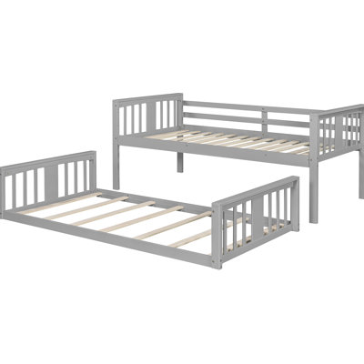 Gray Twin Over Bunk Bed With , Maximize Bedroom Space And Comfort Quality Build Stable Plywood