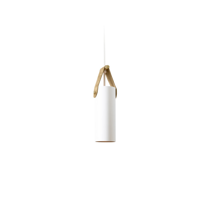 Luminaire suspendu cylindrique simple à 1 lumière Spero, Brun clair, Blanc, Non