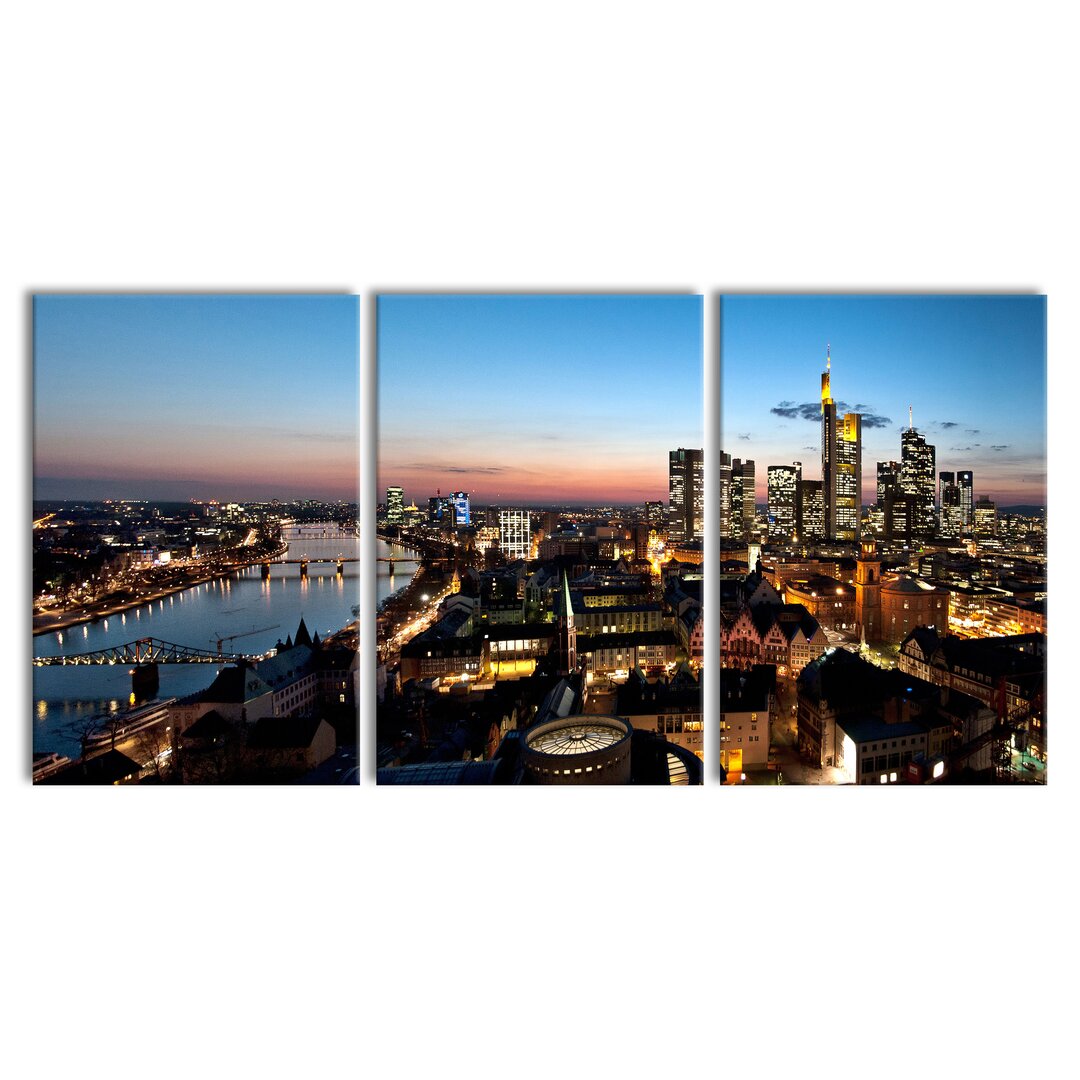 3-tlg. Leinwandbilder-Set Frankfurt Skyline