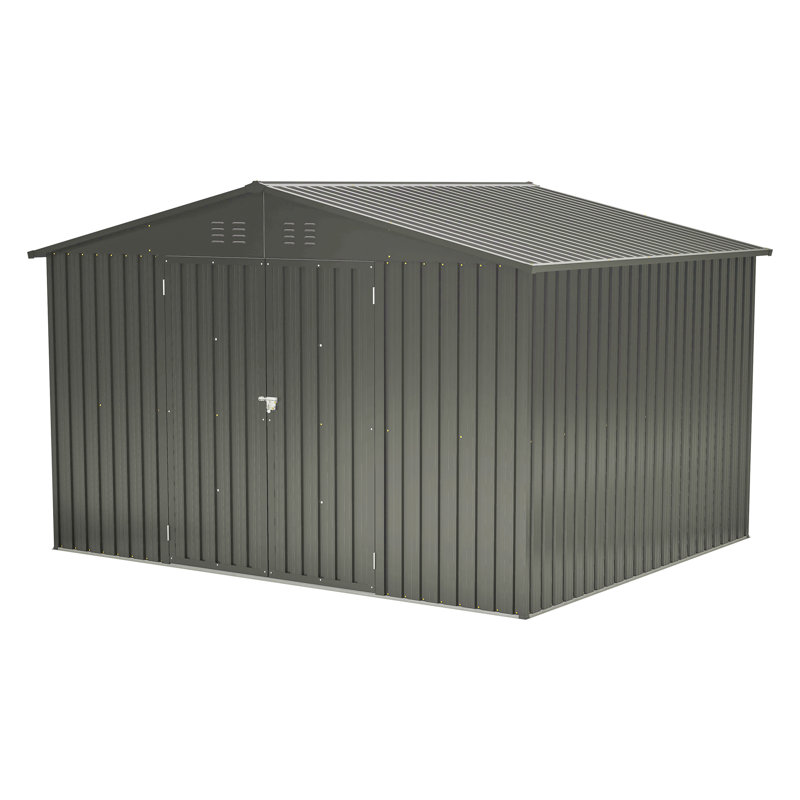 10X8 Ft Outdoor Storage Shed, All Weather Metal Sheds With Lockable Doors, Tool Shed For Garden, Patio, Backyard, Lawn, Black
