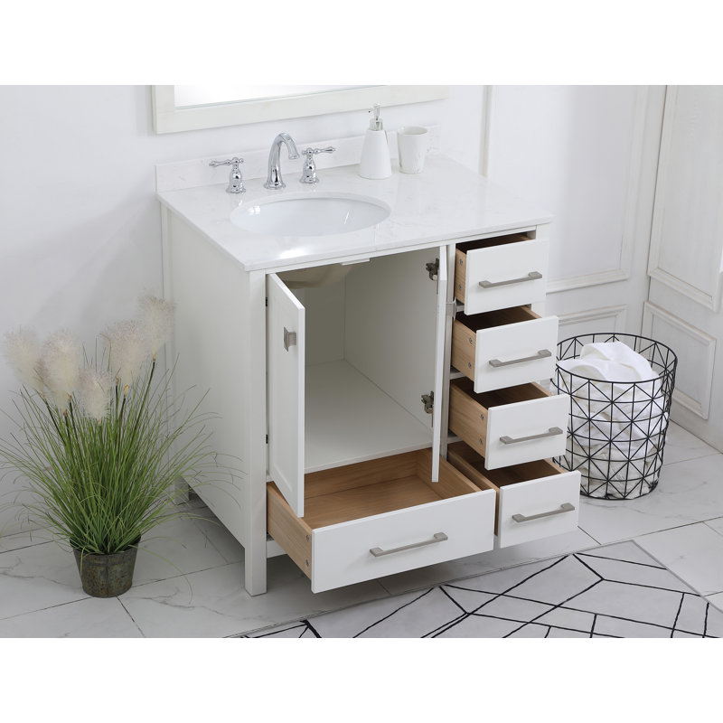 Irene 32'' Single Bathroom Vanity with Engineered Marble Top, White