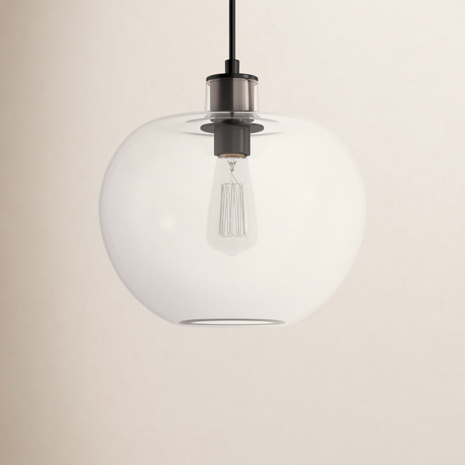 Rumford Dimmable 1 - Light Pendant, 12.5" H x 12.38" W x 12.38" D, Aged Iron