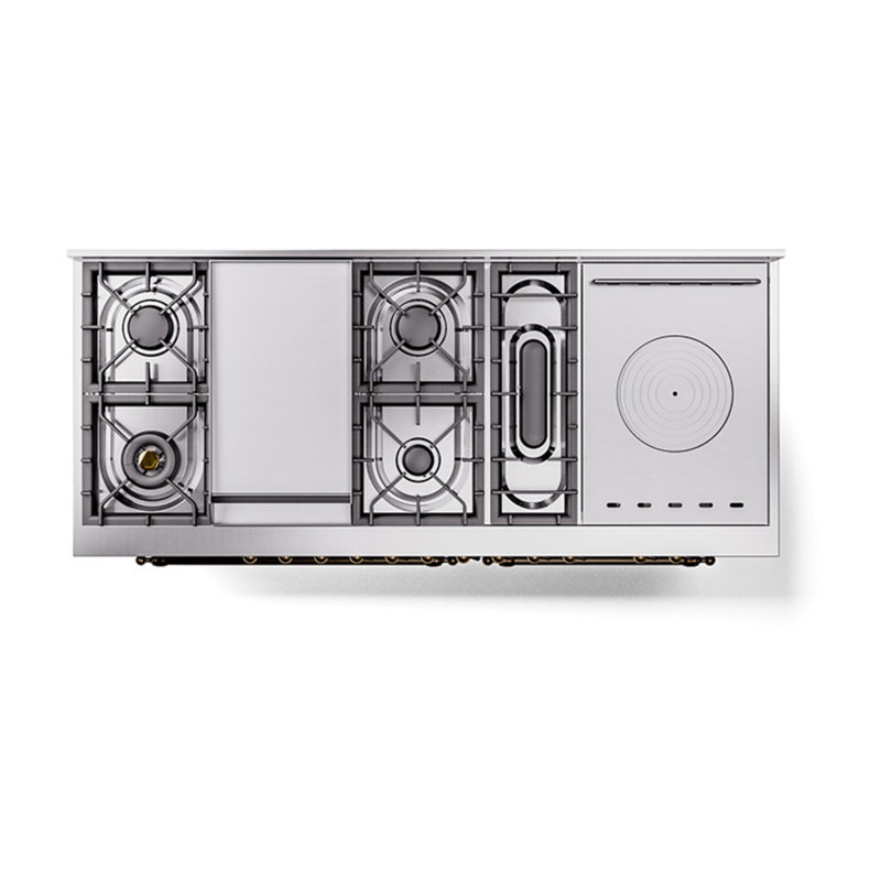 ILVE Nostalgie II Noblesse 60 in Dual Fuel Range 7 Burner, Griddle, Frenchtop, Graphite Matte/Burnished, Natural Gas