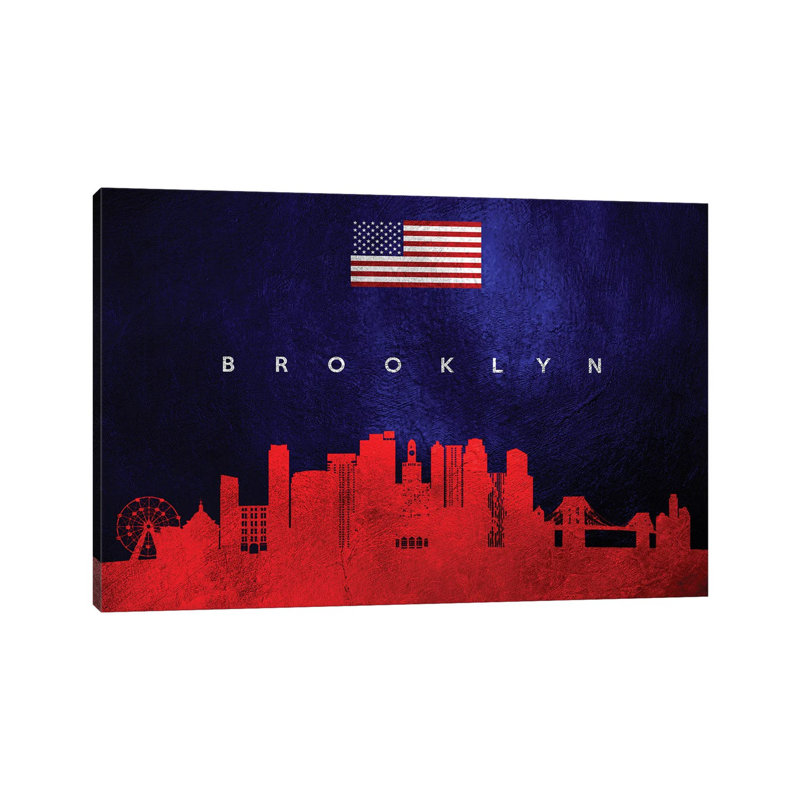 Brooklyn New York Skyline 1 Piece Wrapped Canvas Wall Art, 66.04 cm H x 45.72 cm W x 1.91 cm D