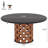 47-Inch Round Farmhouse Circle Kitchen Dining Room Table for 4-6 People Wood Rectangular Block Base