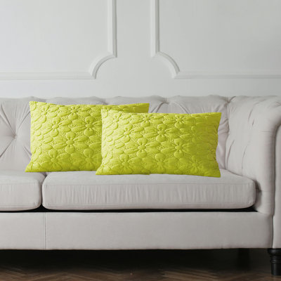 Housse de coussin lombaire matelassé à motif floral 12 po x 20 po MARQEL