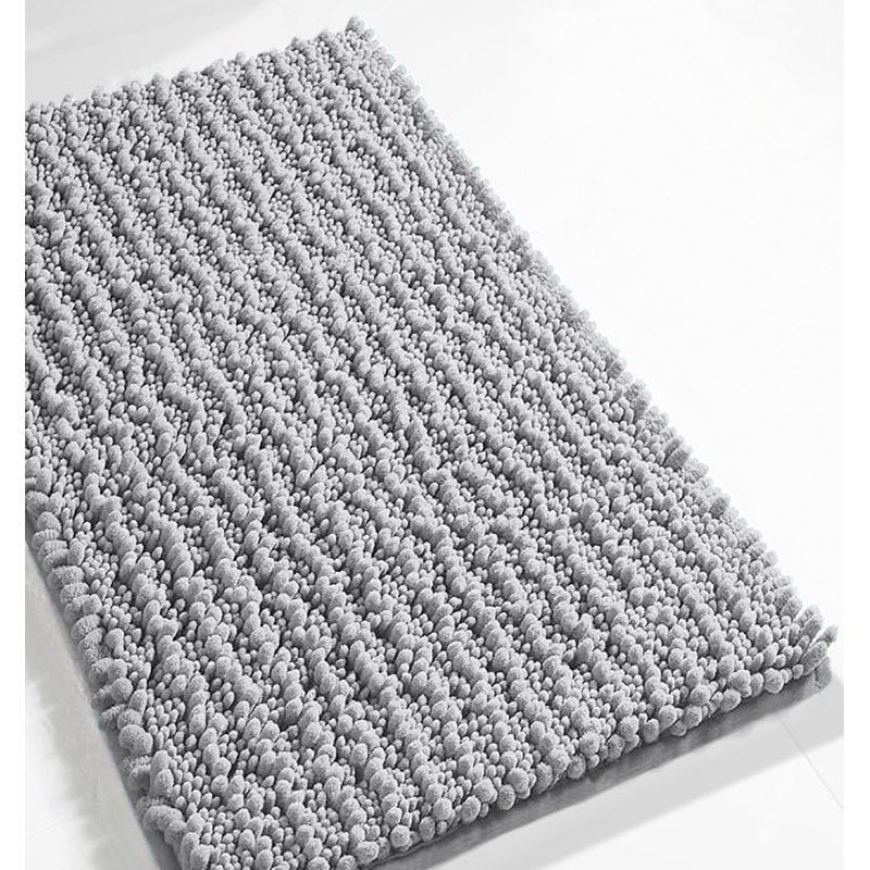 30"X20" - Light Grey Soft Cozy Plush Chenille Bath Mat Bathroom Rug, Light Gray