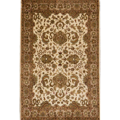 Tapis ivoire et beige noué à la main de haute qualité