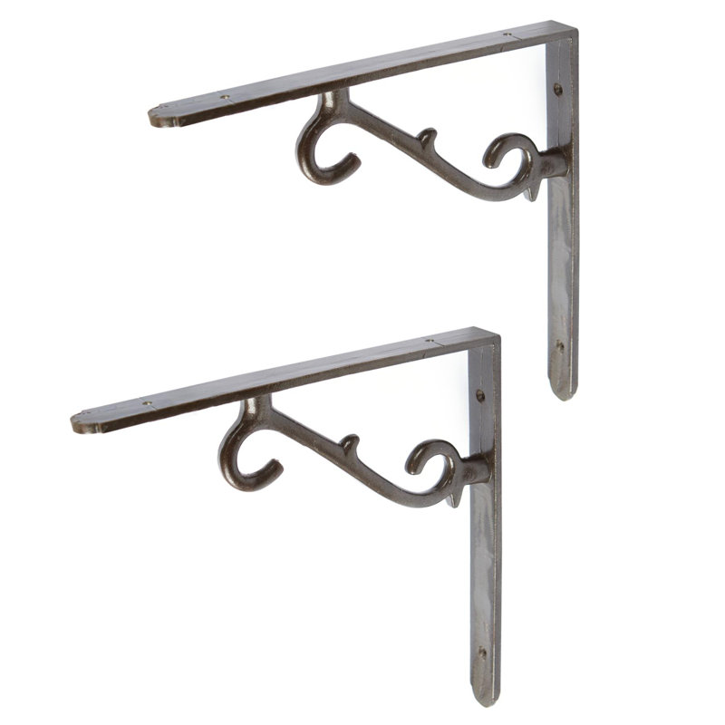 Hammer & Tongs - Scroll Iron Shelf Bracket - Raw, 20.5cm H x 2cm W x 20.5cm D