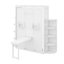 Lit escamotable rotatif avec bureau et deux tablettes latérales à 3 niveaux, lit mural vertical en bois avec bureau convertible, supports de rangement supplémentaires-1183909077
