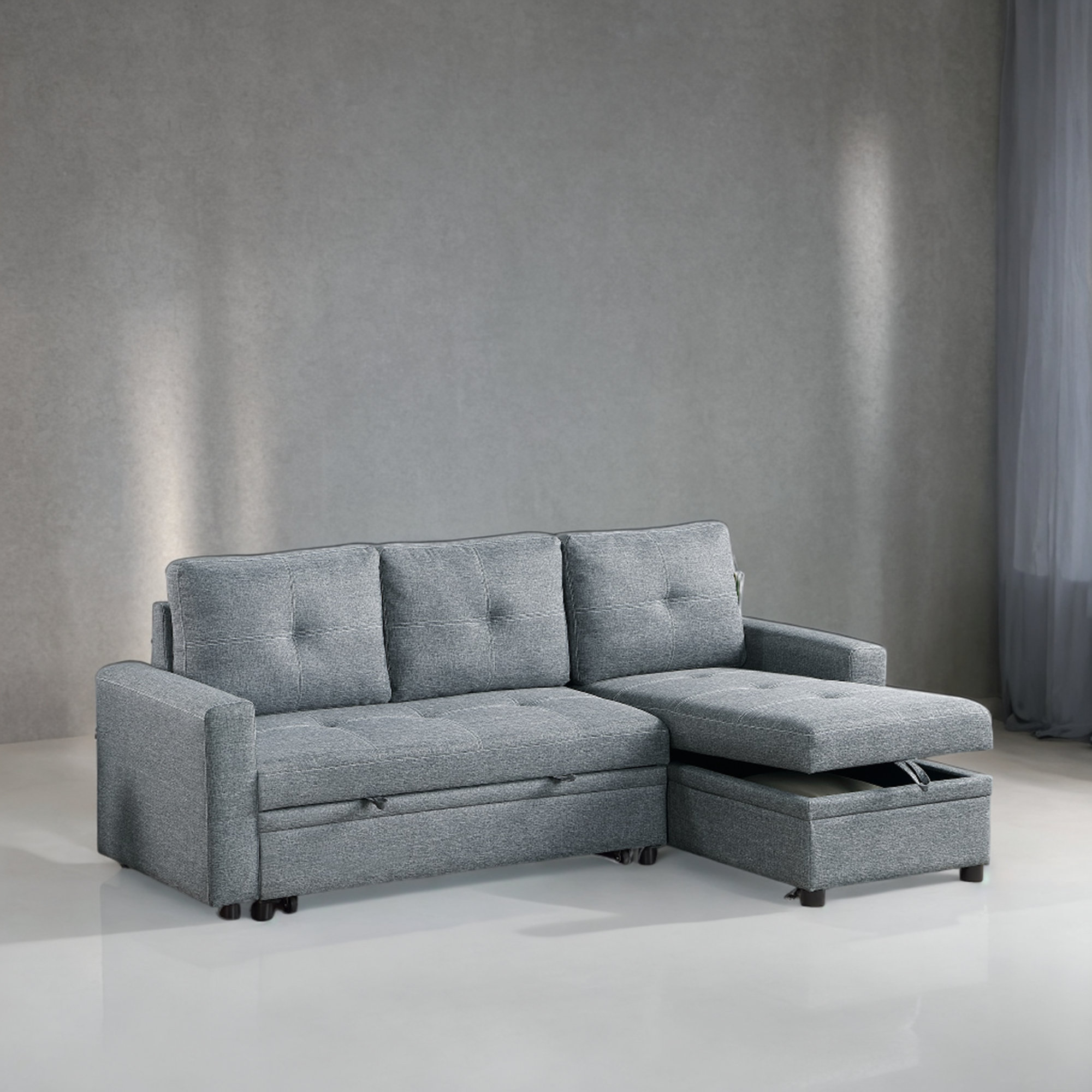 Latitude Run® Convertible Sectional Sofa Pull Out Bed Couch Storage