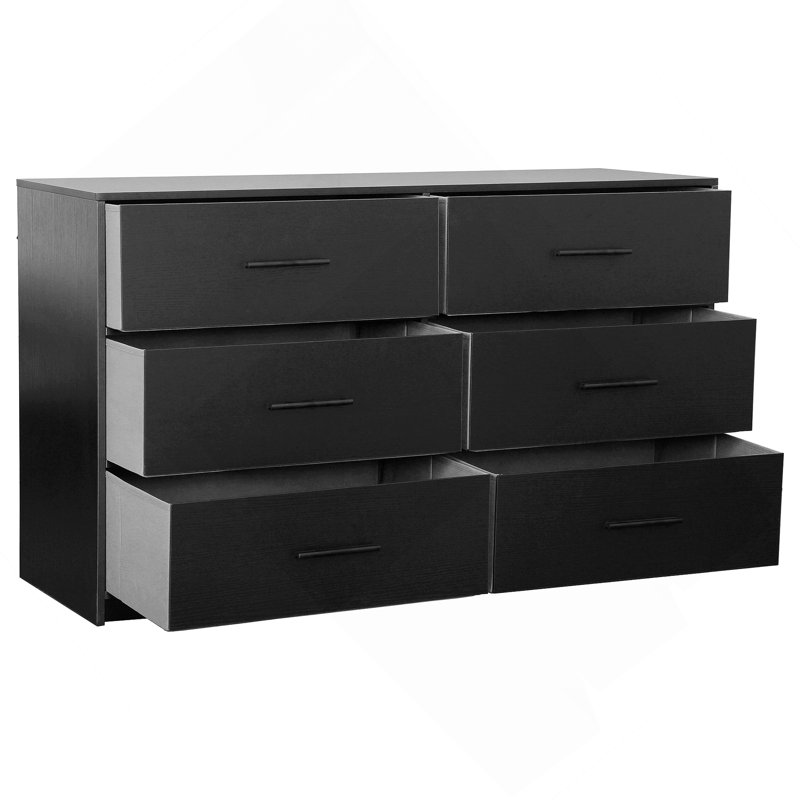 6-Drawer Dresser With Fabric Drawers, Black