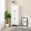 Armoire de cuisine autoportante de 67 po de hauteur | Armoire de rangement blanche avec 4 portes, tablettes réglables et tiroir pour la salle à manger et la cuisine