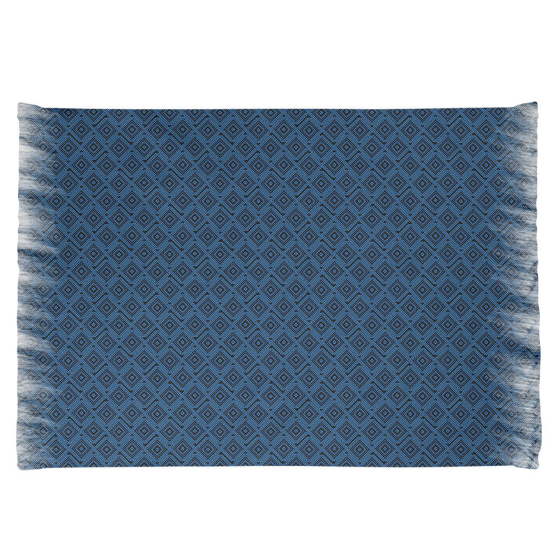 Tapis bleu de labyrinthe carré Mcguigan, Non