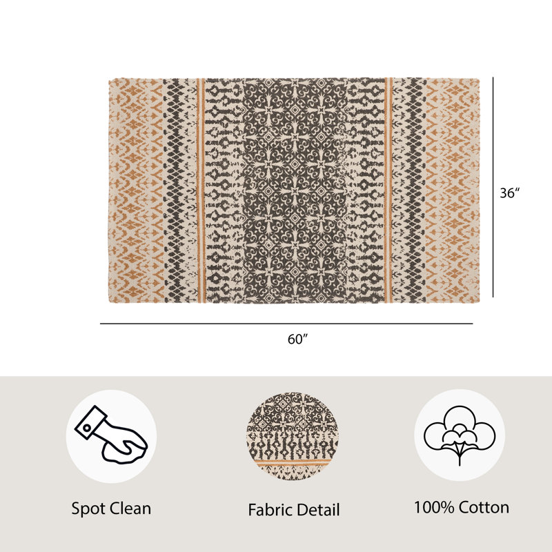 French Cotton Moroccan Indoor Rug, Rectangle 3' x 5'