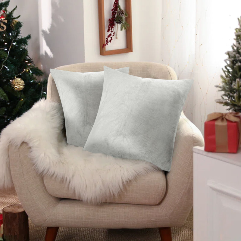 Perfas Square Scatter Crushed Velvet Cushion Cover, White