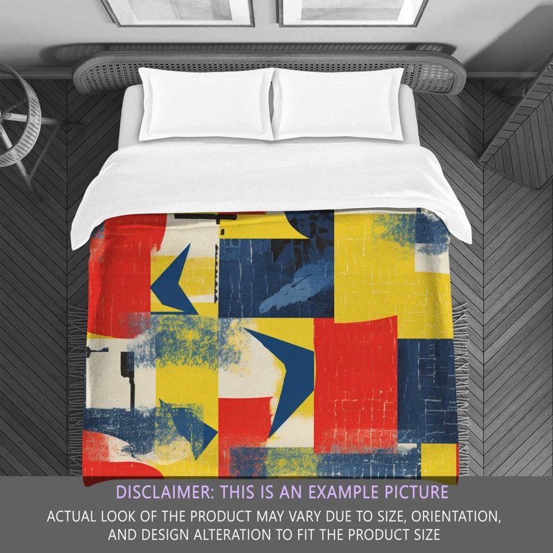 Polyester Comforter, Blue/Red Abstract, King Comforter