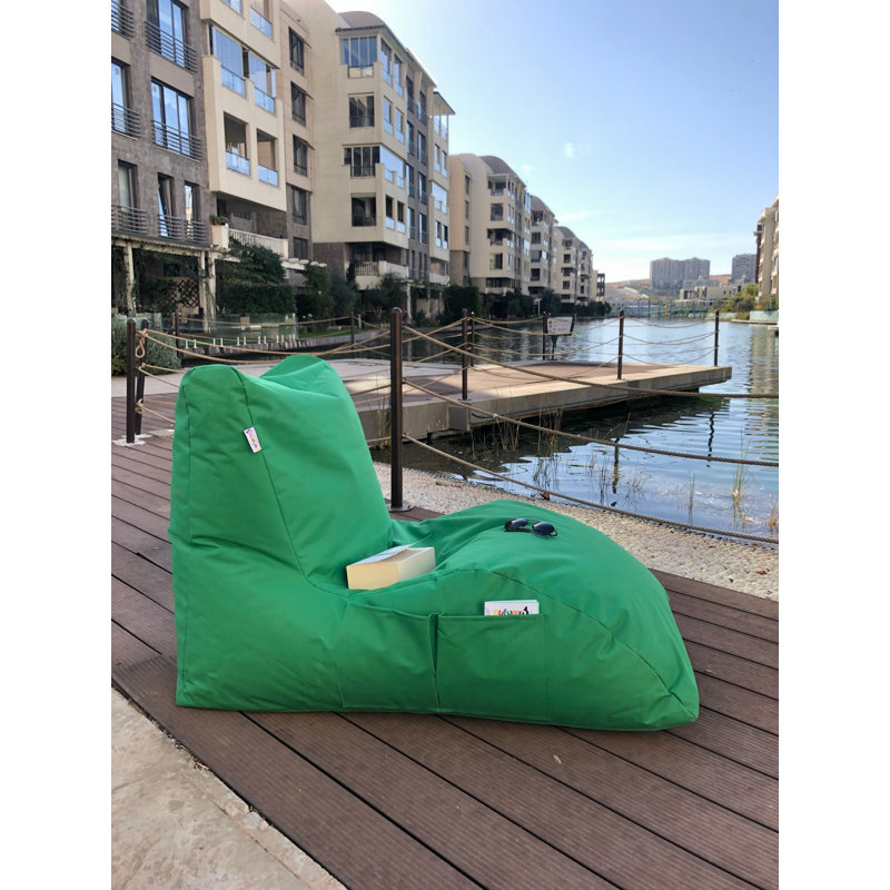 Fauteuil à billes vert confortable de 23,6 po x 29,5 po x 43,3 po | 100% polyester imperméable avec housse zippée amovible | Rempli de mousse de billes EPS recyclée | Parfait pour le salon, la salle de jeux et la détente