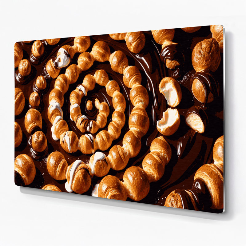 Desserts profiteroles, art mural en métal brun, H 11 po x l 14 po