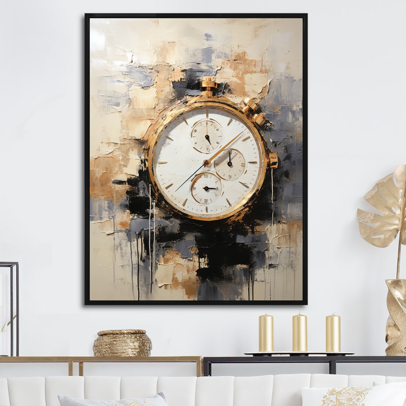 Minimalisme montre de luxe IV sur toile, Cadre flottant noir, H 44 po x l 34 po x P 1,5 po