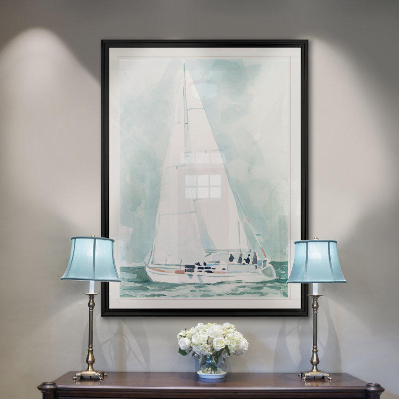 « mou voilier iv »-reproduction d’art sur toile, H 18,5 po x l 24,5 po x P 1,5 po, Cadre noir