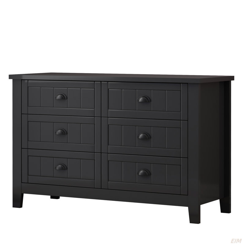 Commode à tiroirs avec armoire à tiroirs, buffet Buffet, comptoir de service de buffet, structure en bois massif, panneau de porte en plastique, poignée coquille rétro, applicable à la salle à manger, au salon, à la cuisine, au couloir (commode)