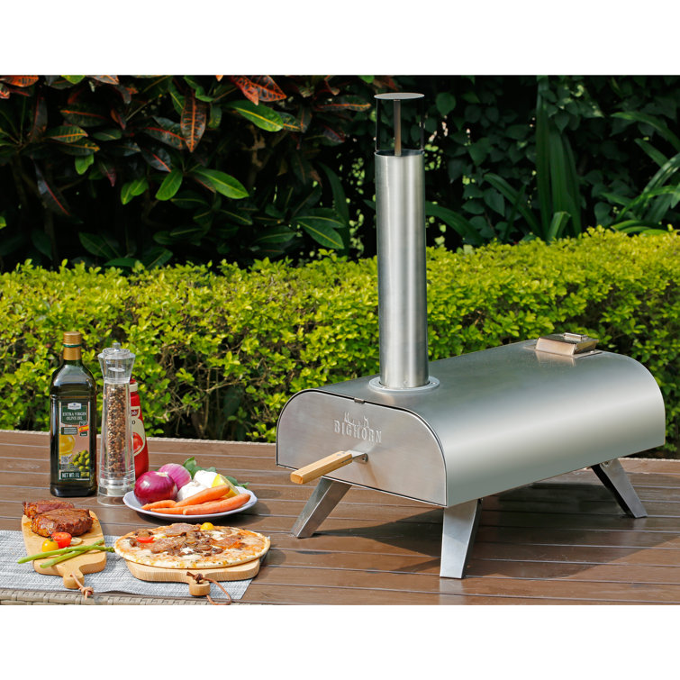 BIG HORN OUTDOORS Portable Propane Gas Pizza Oven with 13 inch Stone |  Stainless Steel Pizza Maker for Outdoor Cooking