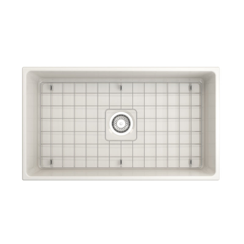 Évier de cuisine de ferme L 33 po x l 19 po avec accessoires, Biscuit